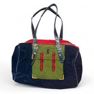Vintage Roberta di Camerino Velvet Boston Bag Trompe L’Oeil Italy Satchel Boston